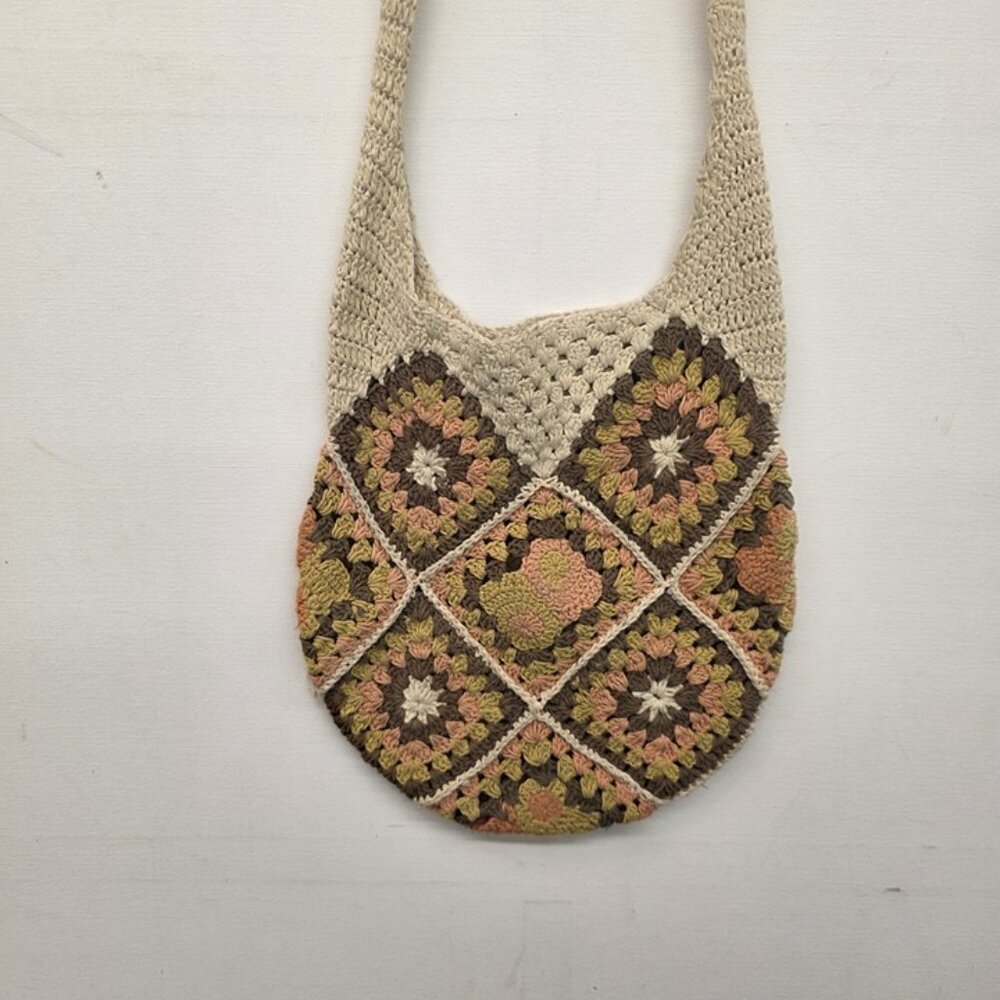 HANDMADE Granny Square Crochet Women's Crossbody Bag Brown - Picture 3 of 8